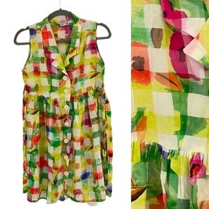 Ci Sono Vintage Multicolor Check Floral Boho Dress S